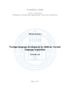 Foreign language development in children: Second language acquisition