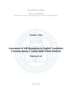 Assessment of Self-Regulation in English Vocabulary Learning among Croatian High School Students