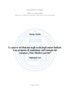Le guerre nei Balcani negli occhi degli autori italiani. Una proposta di traduzione sull'esempio del romanzo „Non chiedere perché“
