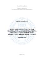 Utjecaj poslovanja unutar multinacionalne korporacije na organizacijsku strukturu podružnica (primjer Coca Cola)