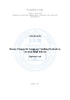 Recent Changes in Language Teaching Methods in Croatian High Schools