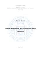 Analysis of Turkisms in West Herzegovinian dialect