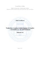 Traduction et analyse traductologique de la pièce  « Je tremble (1) » de Joël Pommerat