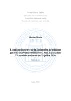 L'analyse discursive de la Déclaration de politique générale du Premier ministre M. Jean Castex dans l'Assemblée nationale du 15 juillet 2020