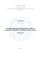 prikaz prve stranice dokumenta Zur philosophischen und asthetischen Kritik der Romantik am Beispiel von Schlegels Roman "Lucinde"