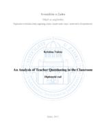 prikaz prve stranice dokumenta An Analysis of teacher Questioning in the Classroom