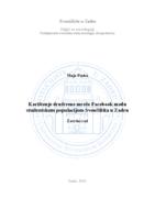 prikaz prve stranice dokumenta Korištenje društvene mreže Facebook među studentskom populacijom Sveučilišta u Zadru