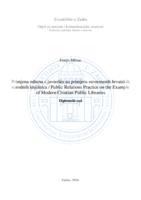 prikaz prve stranice dokumenta Primjena odnosa s javnošću na primjeru suvremenih hrvatskih narodnih knjižnica
