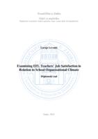 prikaz prve stranice dokumenta Examining EFL Teachers' Job Satisfaction in Relation to School Organizational Climate