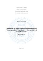 prikaz prve stranice dokumenta Traduzione ed analisi traduttologica delle novelle "Come gemelle", "Uno di più" e "La carriola" di Luigi Pirandello