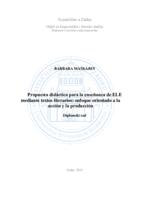 prikaz prve stranice dokumenta Propuesta didáctica para la enseñanza de ELE mediante textos literarios: enfoque orientado a la acción y la producción